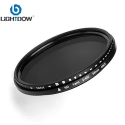 Lightdow ND2-400 Fader Variable ND filter Adjustable 52mm 55mm 58mm 62mm 67mm 72mm 77mm 82mm ND2 ND4 ND8 ND16 ND400 Lens Filter