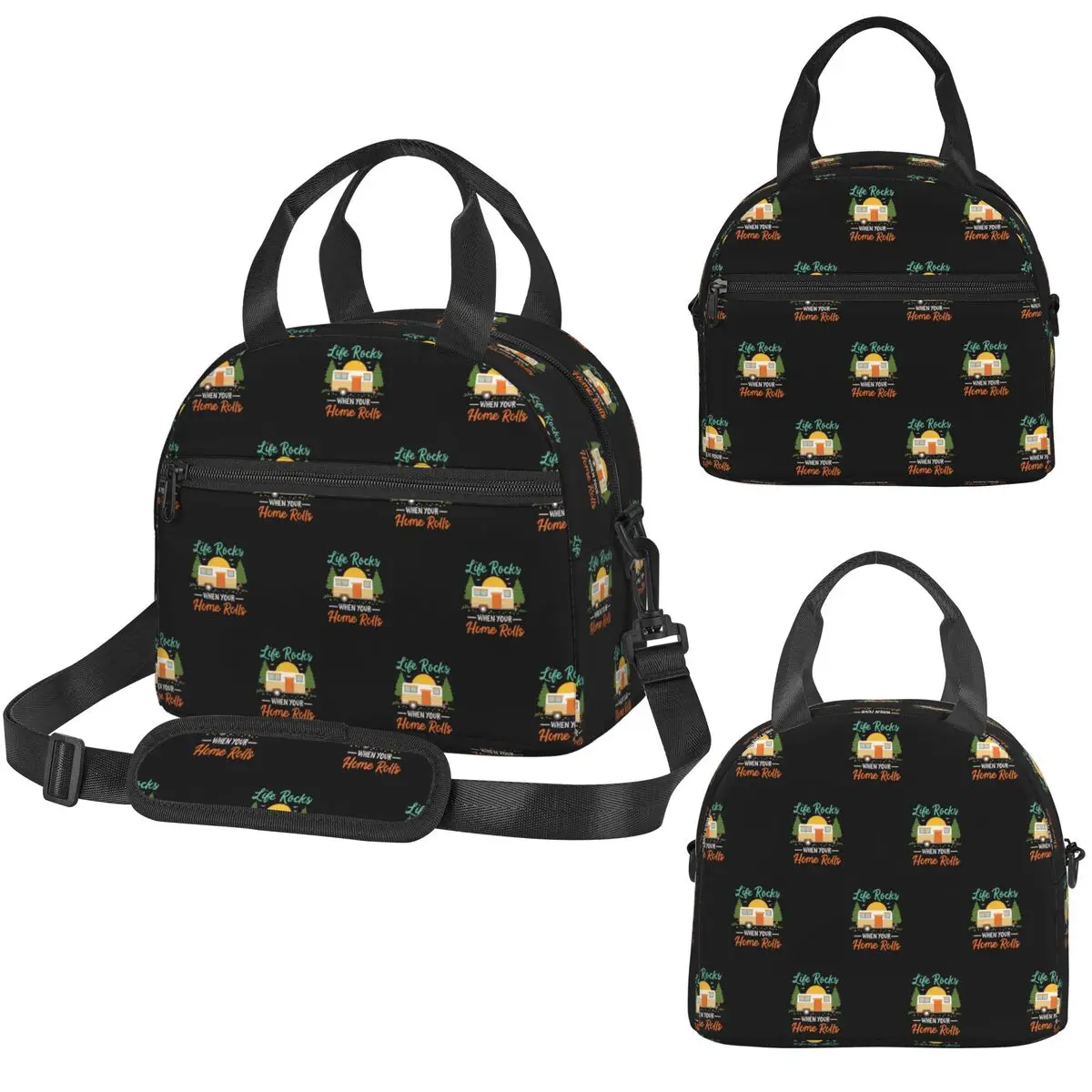 Bolsa Térmica para Almuerzo con Aislamiento, Diseño 'Like Rocks When Your Home Rolls', para Niños, Escuela, Lonchera Hermética