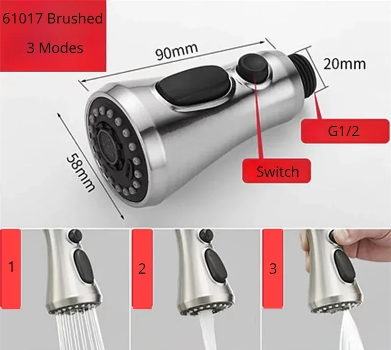 Küche Pull Out Wasserhahn Sprayer Düse Sprayer ABS Langlebig Wasser Sparen Dusche Spray Kopf Badezimmer Becken Waschbecken Wasserhahn Ersatz
