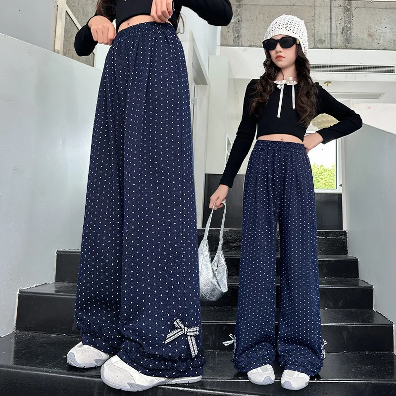 

Thin summer long pants for girls, new style sun protection wide-leg pants, summer wear, suitable for children aged 7-14.