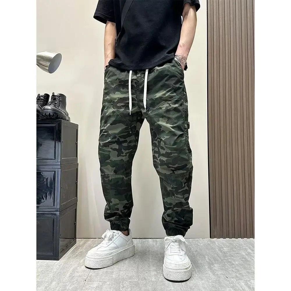 

Camouflage Workwear Pants Outdoor Sports Trousers Loose Cuffed Men's Casual Pants Trendy Summer New Style Elastic Waist Trousers