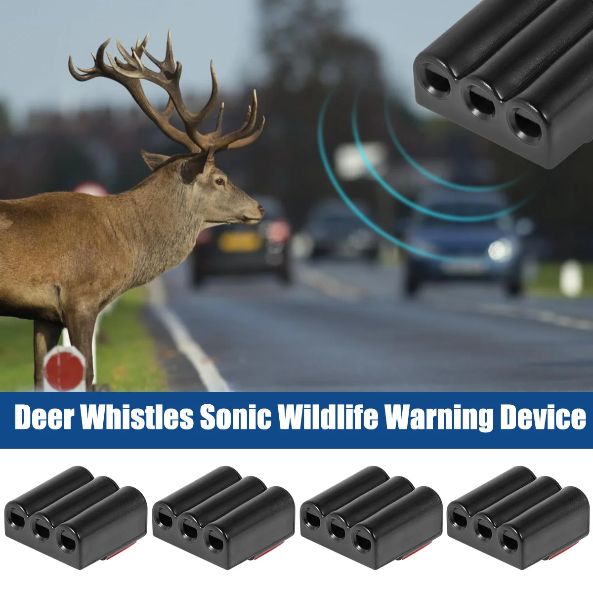 4Pcs Deer Warning Whistles Device 3-Hole Car Whistle Plastic Mini Deer Repelling Whistle Universal Save Deer Animal Alert Device