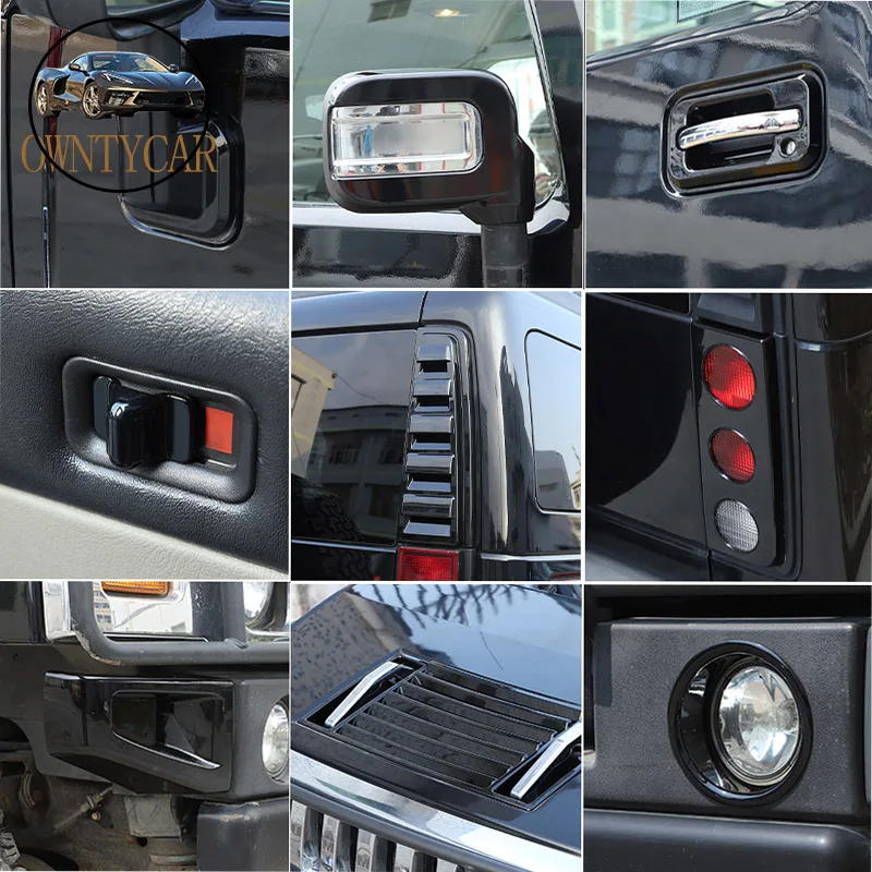 ABS Glossy Black For Hummer H2 2003-2009 Guard Trim Frame Covers Side Tail Light Mirror Covers Auto Exterior Accessories