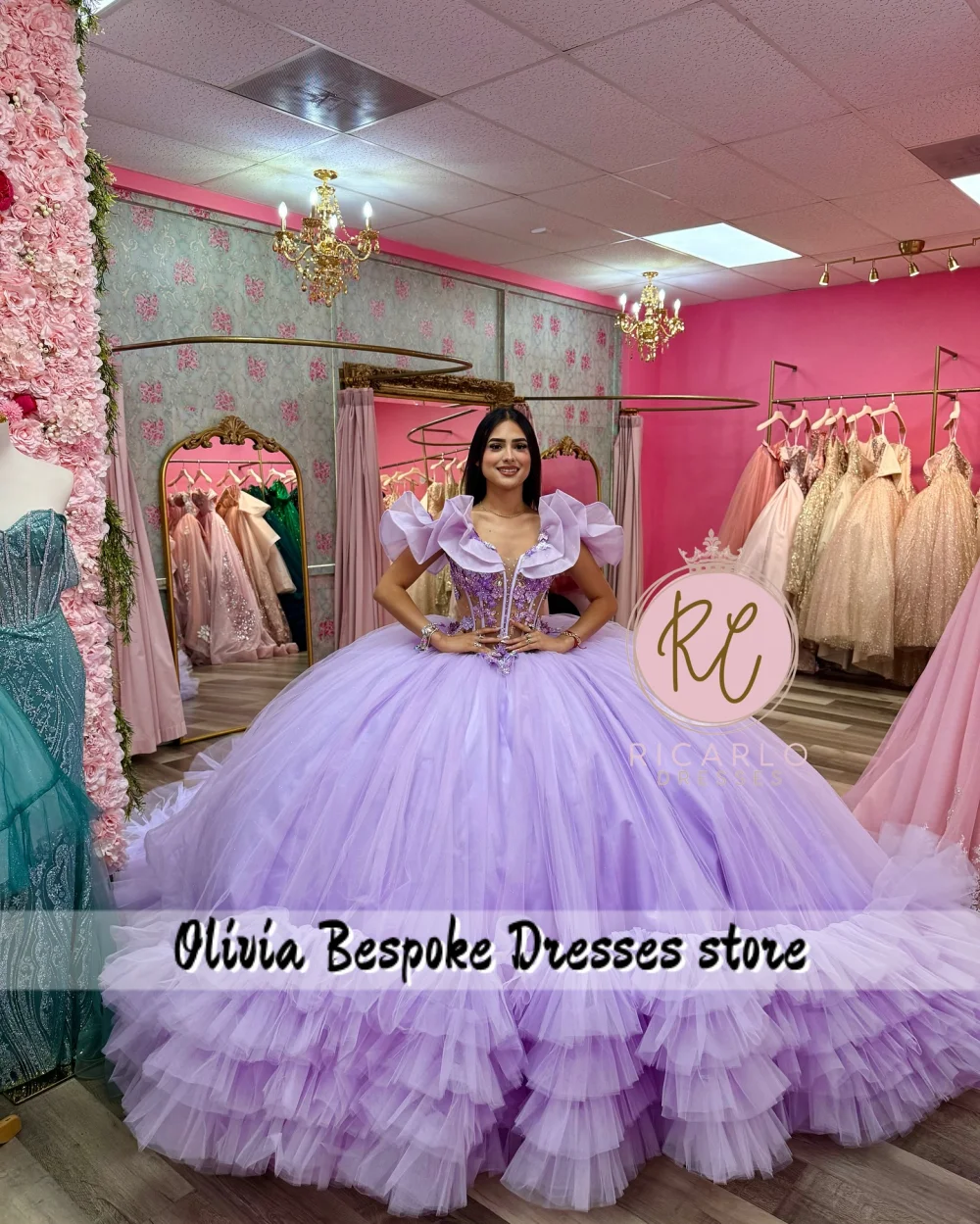 Lavendelfarbenes, schulterfreies Quinceanera-Kleid mit geraffter Schleppe, süßes 15-/16-Kleid, mexikanisches Mädchen-Geburtstagskleid, individuell gestaltet