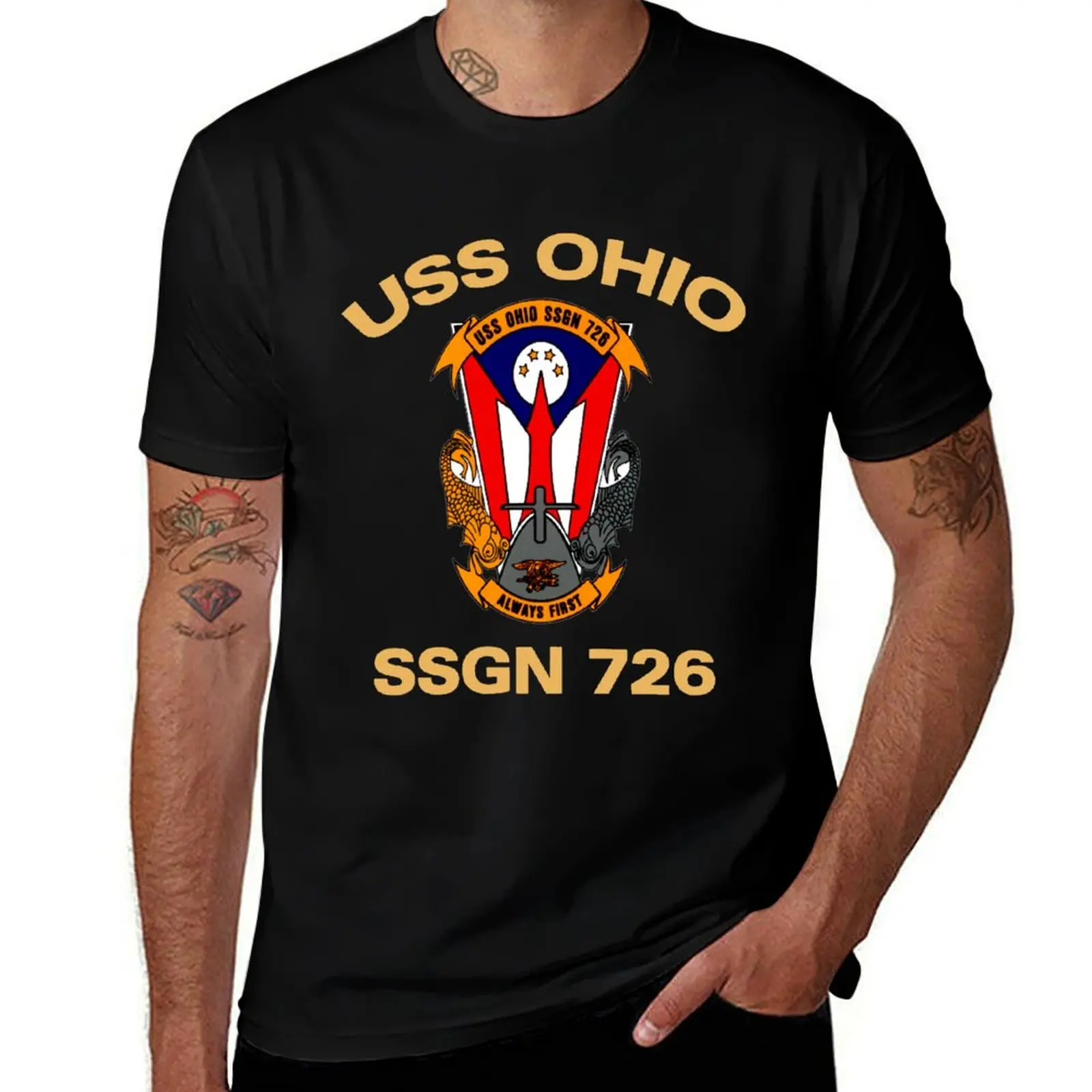 

Dark luxury designer t shirts USS brand quality man shirts Colors t high shirts T-Shirt t cotton for Ohio Crest (SSGN-726) man