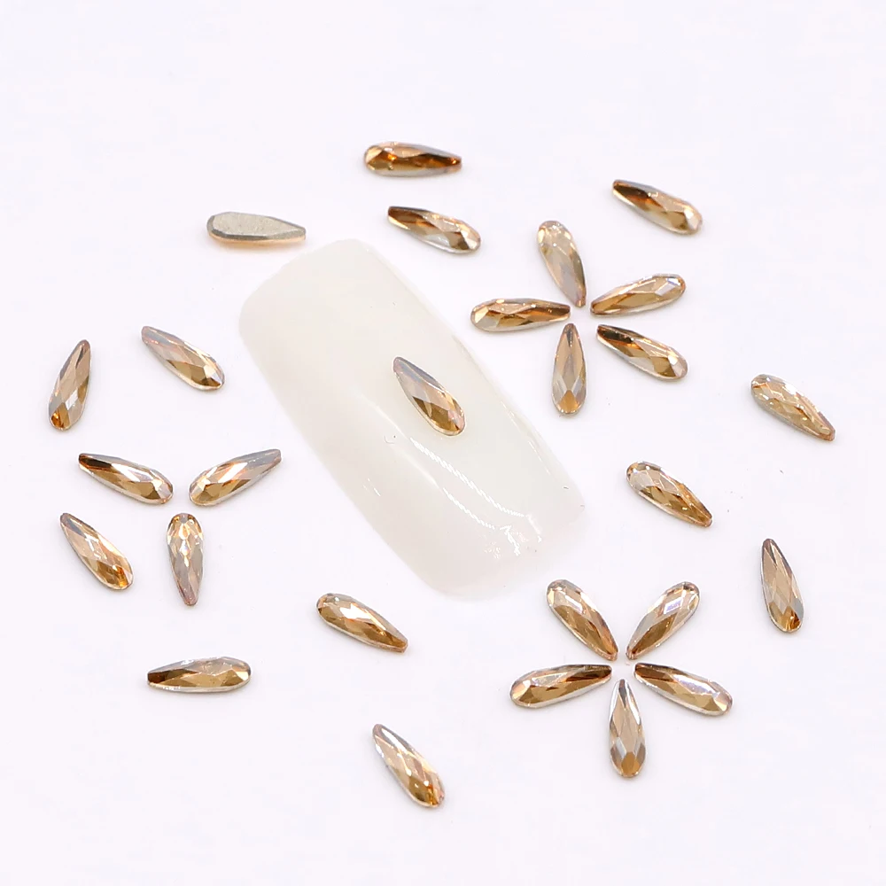 50 Stück Wassertropfen mit flacher Rückseite, ausgefallene Strasssteine, Super-Flash-Nägel, Zubehör, Nageldiamant, Schmuck, Glas-Charms, Strasssteine