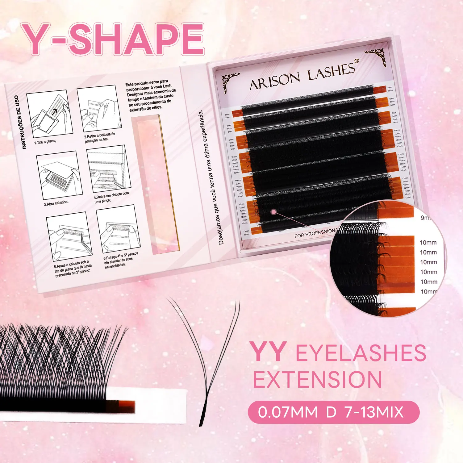 Arison 30 Rijen Yy Vorm Valse Wimpers Yy Wimpers Voor Wimpers Extensie Grote Capaciteit Make-Up Tools Met Hoge Dichtheid