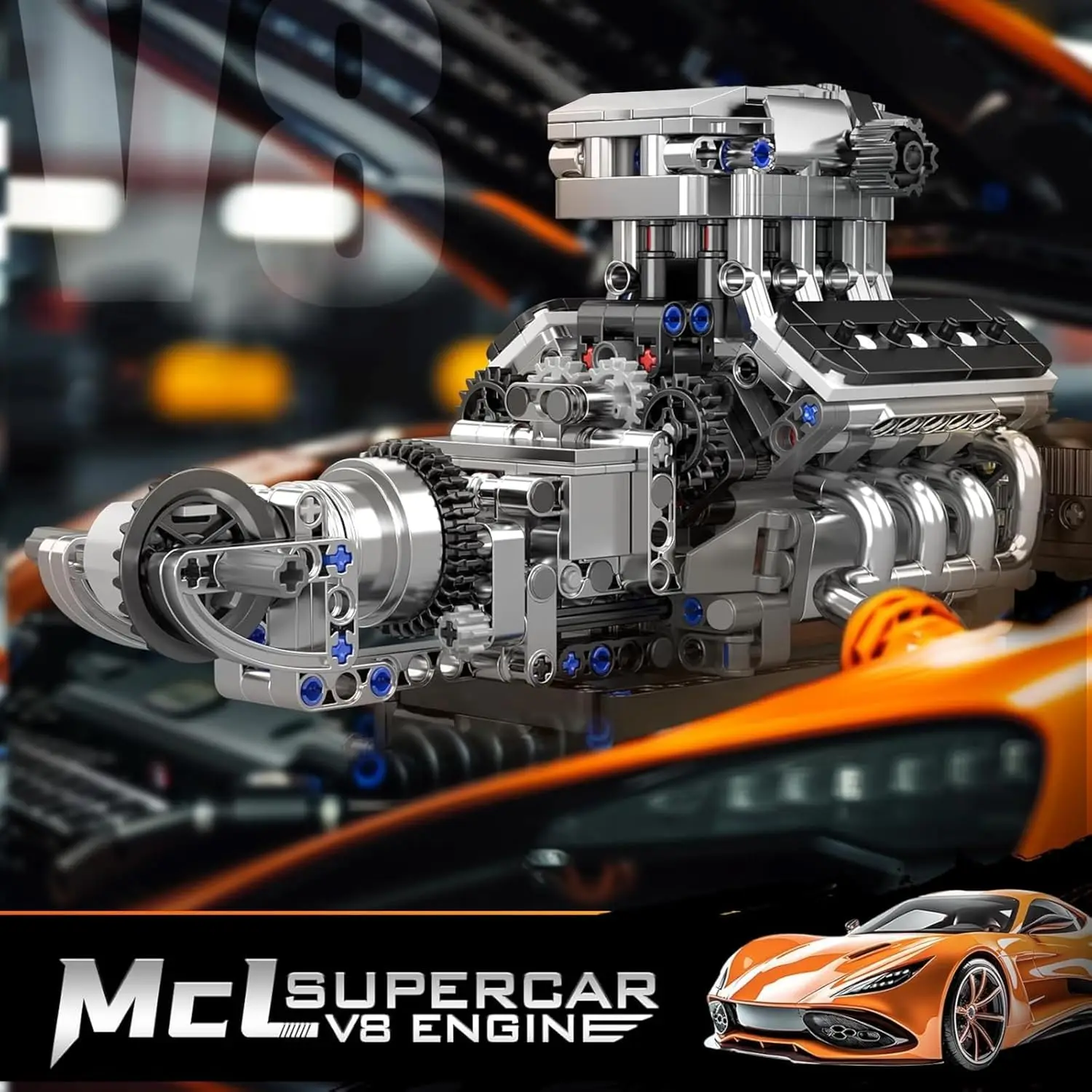 Le bloc de construction de moteur V8 de 737 pièces est simple à assembler et est entièrement compatible avec la plupart des blocs de construction du marché, ce qui aide à développer les compétences STEM, les compétences pratiques et la créativité.