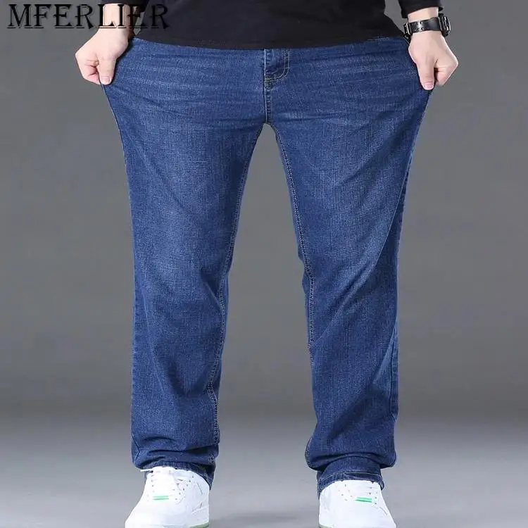 

Man Jeans Big Size High Stretch Denim Fabric Large Size Pants for Fat People 45-150kg Jeans Hombre Wide Leg Jeans Pantalon Homme