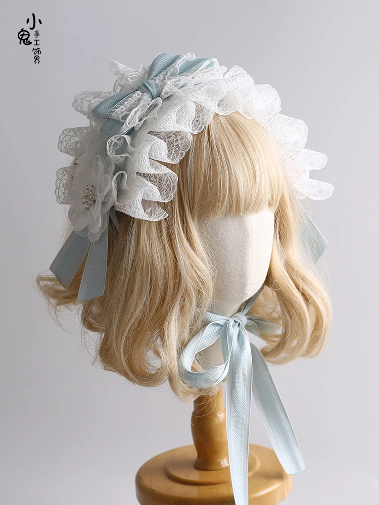 

Lolita Original Christmas Light Blue Lace Barrettes Lolita Hair Band a Pair of Hairclips BNT Hair Band