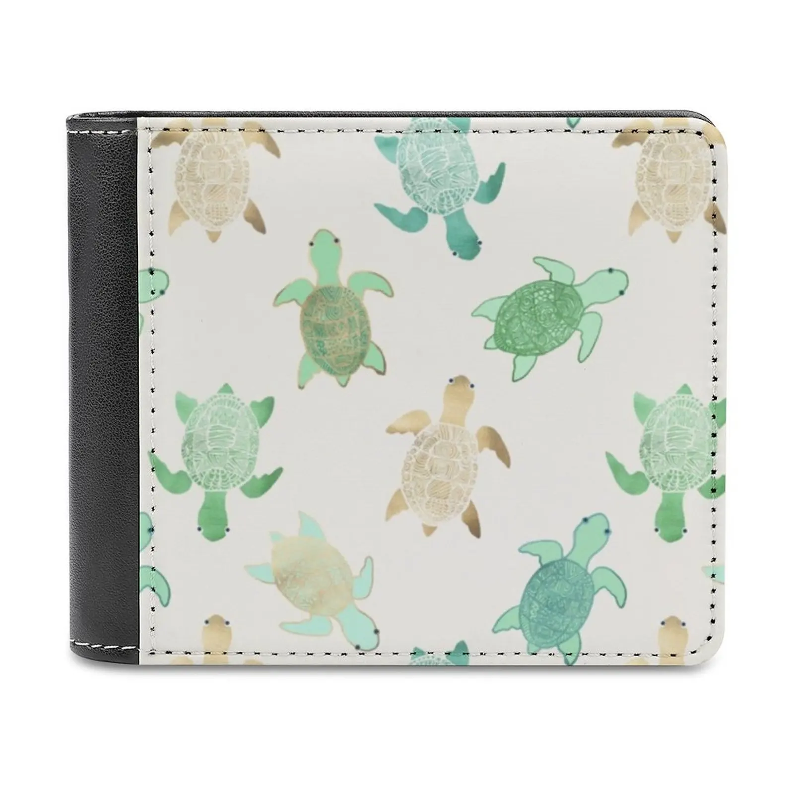 Gilded Jade & Mint Turtles New Men Wallets Pu Leather Men Purse High Quality Male Wallet Tangerinetane Turtle Turtles Tortoise