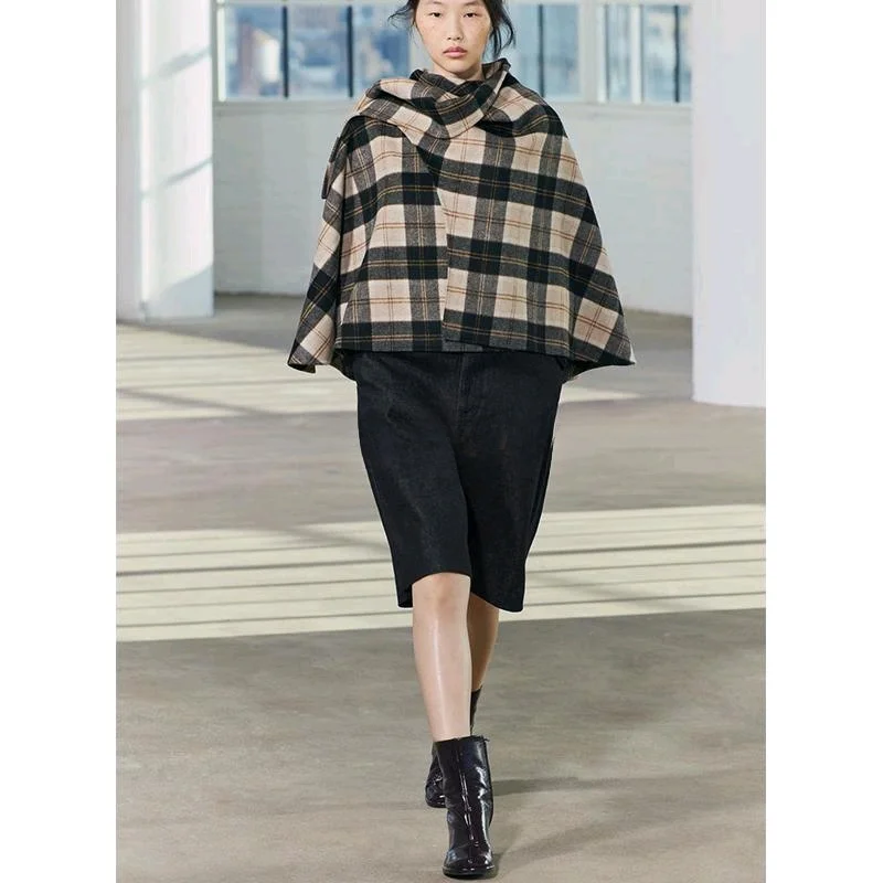 

Spring New Arrival Women's Asymmetric Hem Wool Blend Plaid High Collar Cowl Ne Coat Casual Sli Commute Friendly ort O...