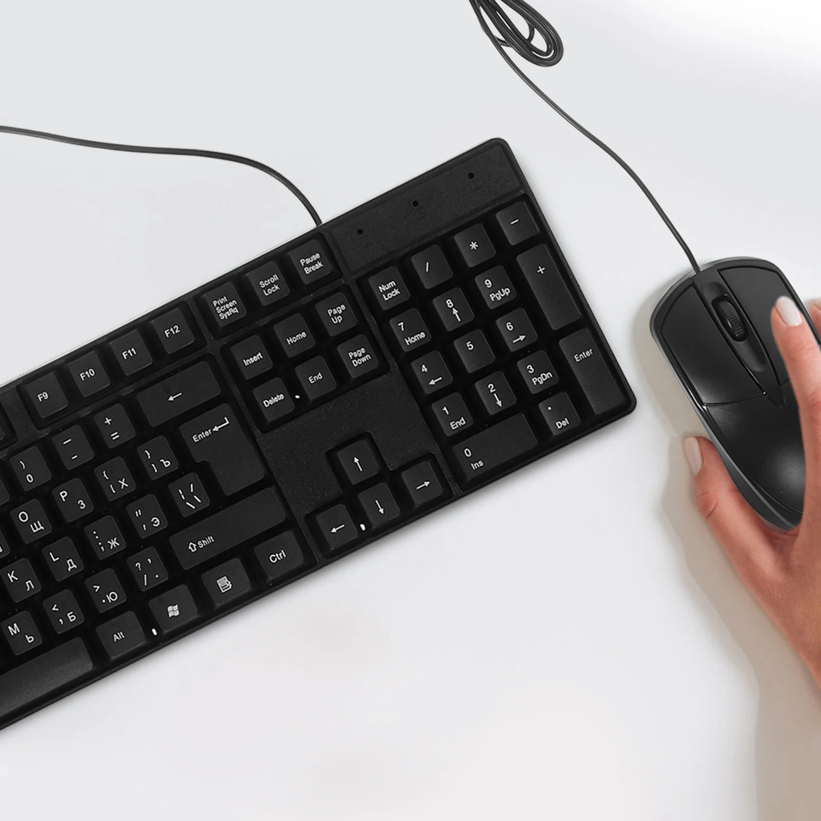 

1 set Keyboard Mouse Combo Modern Wired USB Set Quiet ABS Ergonomic for Laptop Desktop Work Home Office Use Replacement