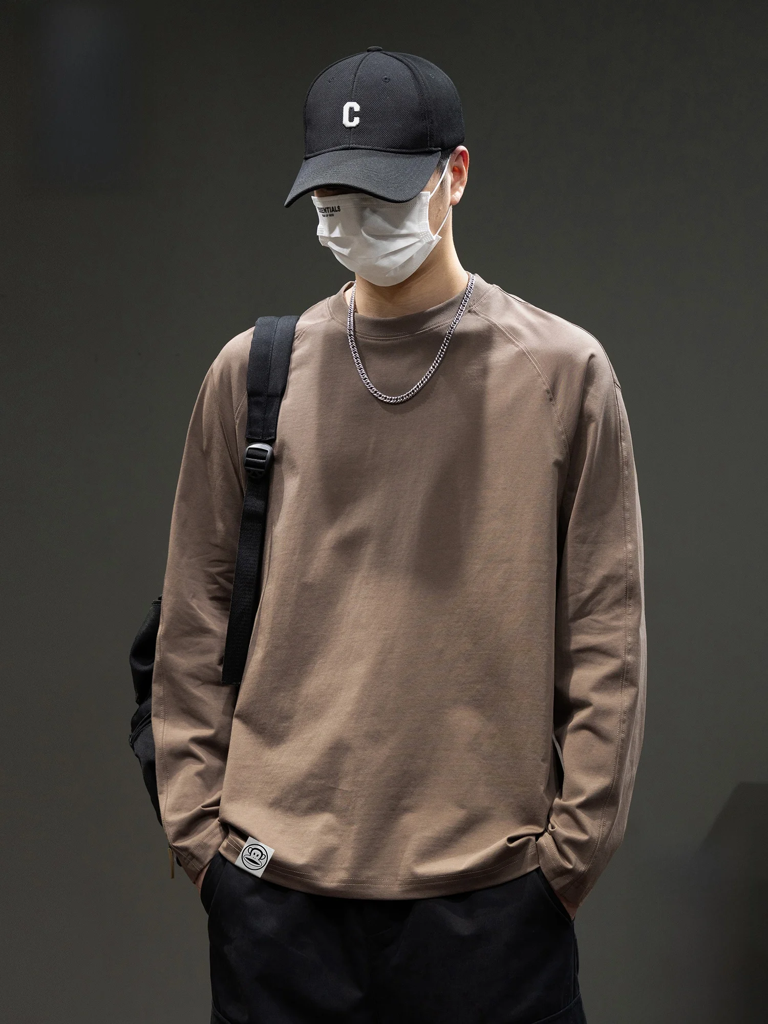 

Мужская футболка PaulFrank свободного кроя с длинными рукавами и круглым вырезом, повседневная, весенняя, модная, дышащая, из смеси полиэстера и хлопка