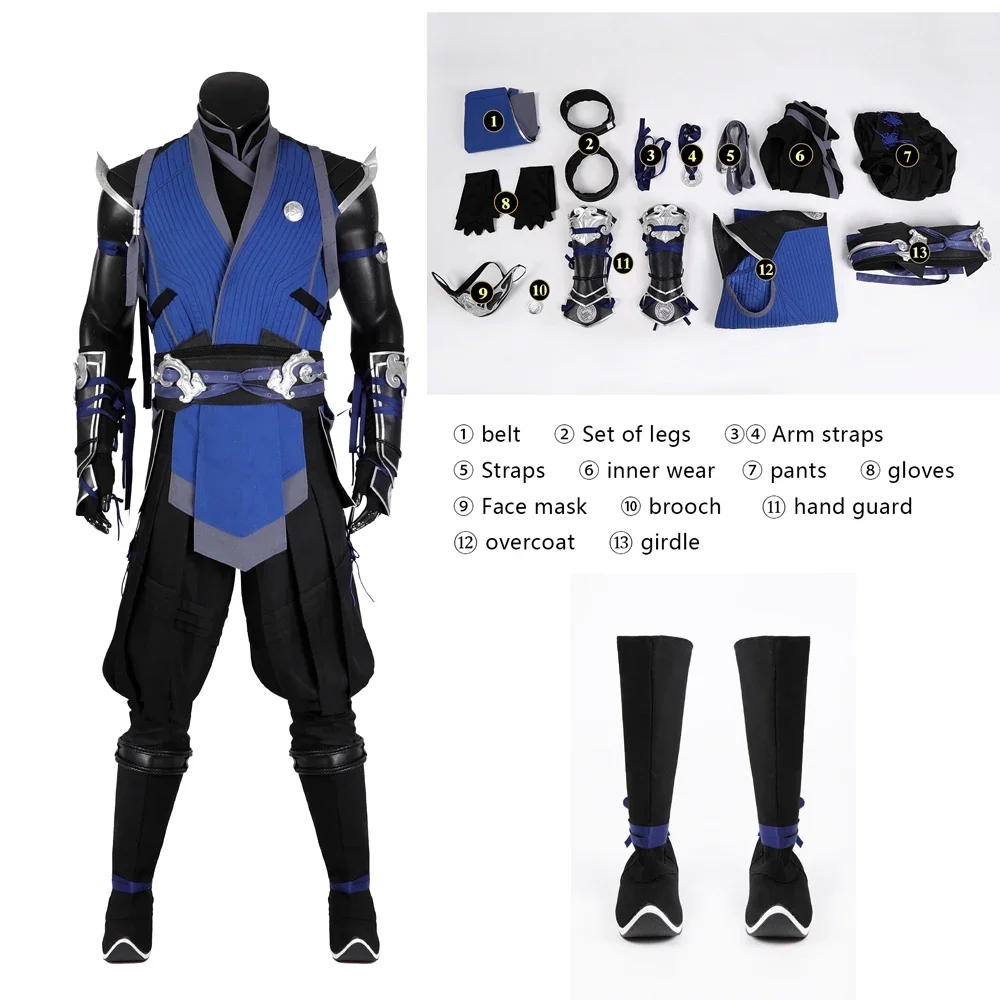 

Sub Zero Cosplay Game Mortal Kombat Costume Adult Men Role Play Disguise Fantasia Mask Outfits Halloween Stage Perform Clothes