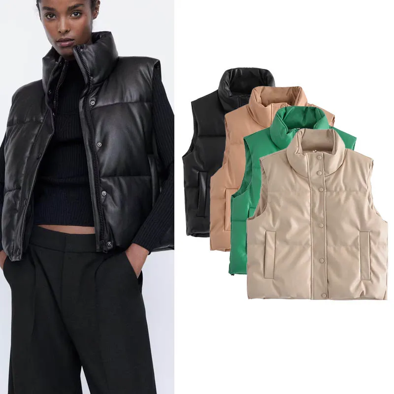 

Autumn Winter Loose Fit Cotton Vest Artificial Leather Faux Suede Outerwear Jaet Regular Length Single Button Closure