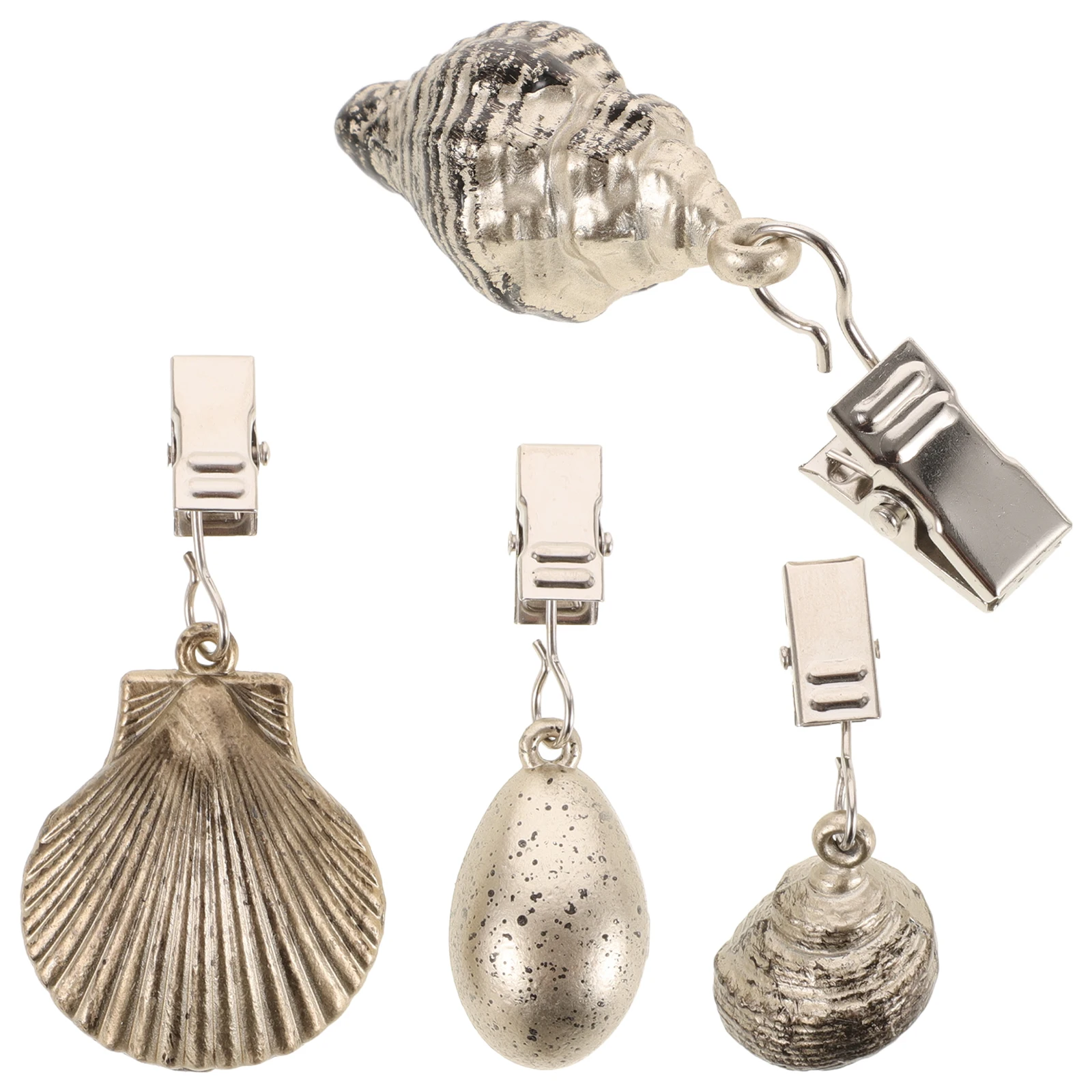 

4pcs Shell Painted Tablecloth Weights Zinc Alloy Decorative Clips Compact Outdoor Camping Seaside Kitchen