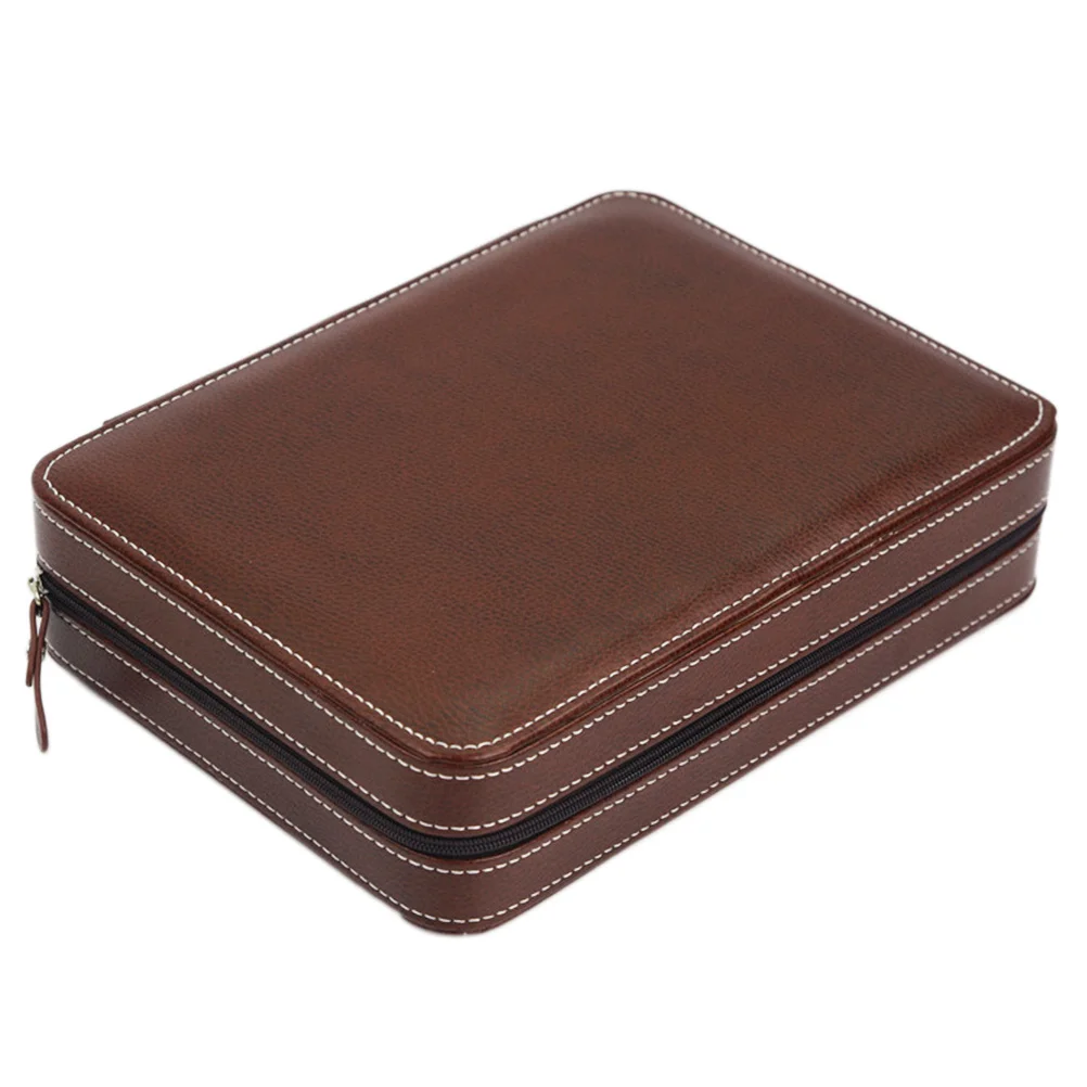 

8 Slots Portable Watch Box Luxury Leatherette Storage Case for Displaying Watches Business Travel Brown Watch Case