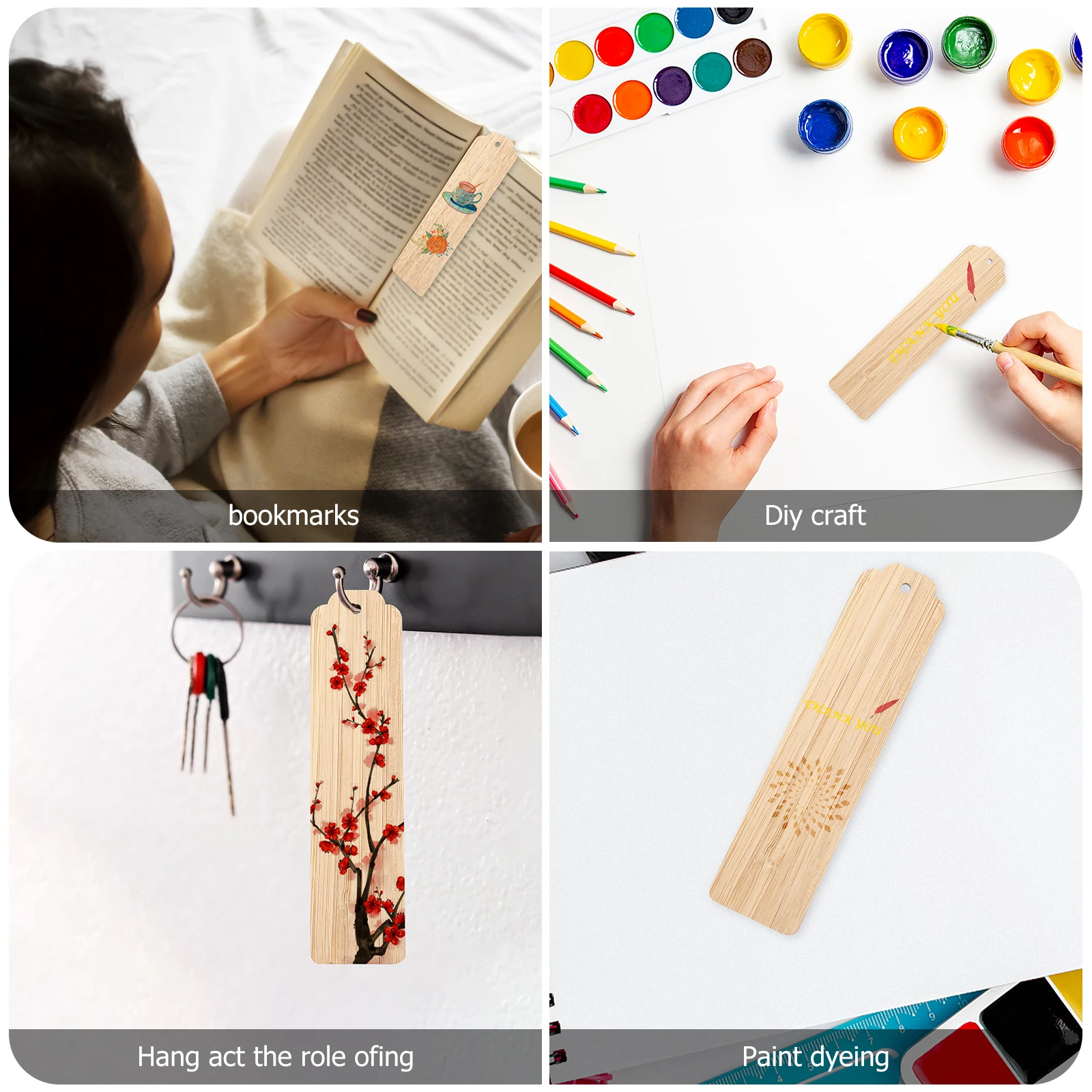 10 stuks creatieve houten bladwijzers blanco doe-het-zelf-tags voor lezers schrijvers studenten woondecoratie hangende ornament leeshulpmiddel