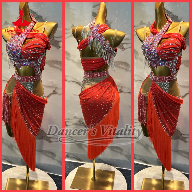 ผู้ใหญ่และวัยรุ่นเทศกาลเต้นรำแบล็คพูลเต้นรำละตินเอแบ๊บ สโตนส์ชุดมืออาชีพผู้หญิงชัตช่า แซมบ้าแสดงชุดที่กำหนดเอง