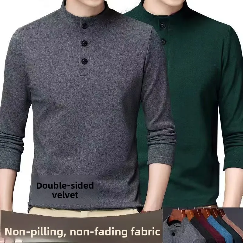 

Men's Double-Sided Fce Long Sve T-irt Thermal Inner Wear Youth Size Warm Breathable Casual Home Clothes