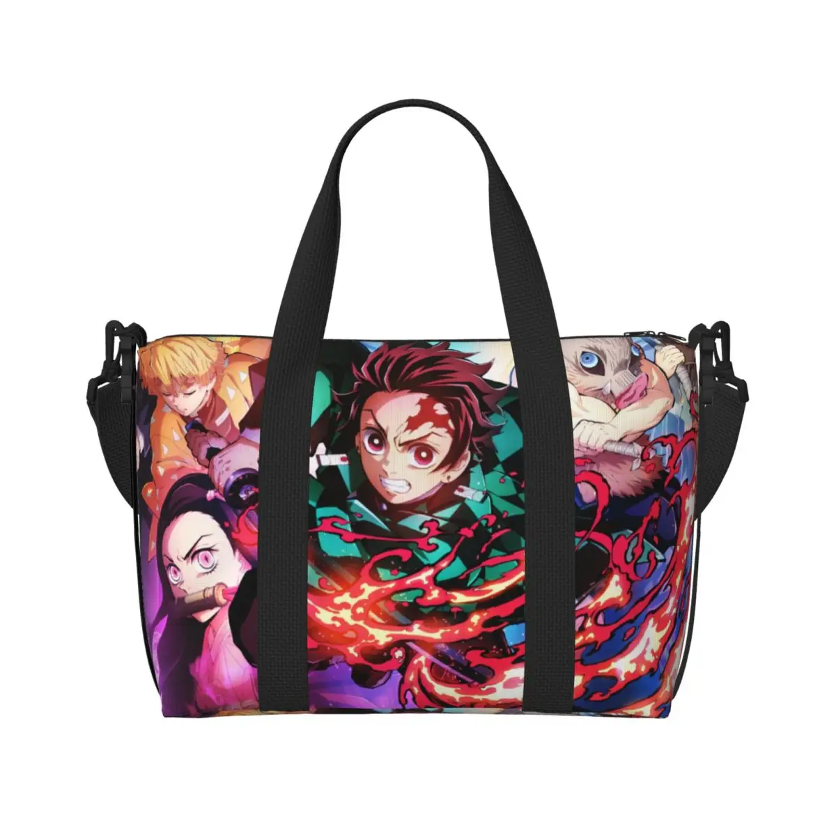 

Пляжная сумка-тоут Custom D-Demons Slayers для женщин, очень большая, для спортзала, дорожная, с мультяшным аниме-принтом Kimetsus No Yaiba, для путешествий и покупок