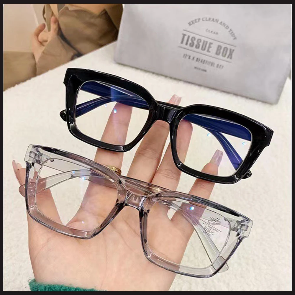 Large Frame Oversized Square Glasses Ins Flat Light Glasses Myopia Glasses Anti Blue Light Glasses Transparent Eyeglasses