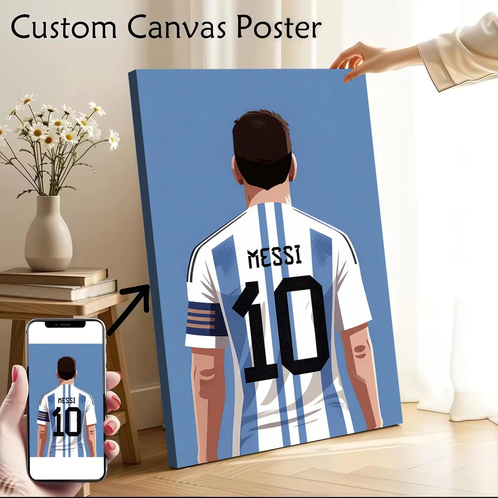 

Lionel Messi Argentina Jersey Back Canvas Poster Pictures Wall Art Canvas Painting for Fans Home Decor Items Bedroom Accessories