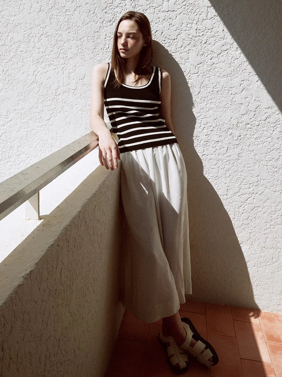 Abbigliamento per la protezione solare Pantaloni a gamba larga a righe in vita elastica Pantaloni casual dimagranti versatili Coreano Sle Pendolarismo Vento