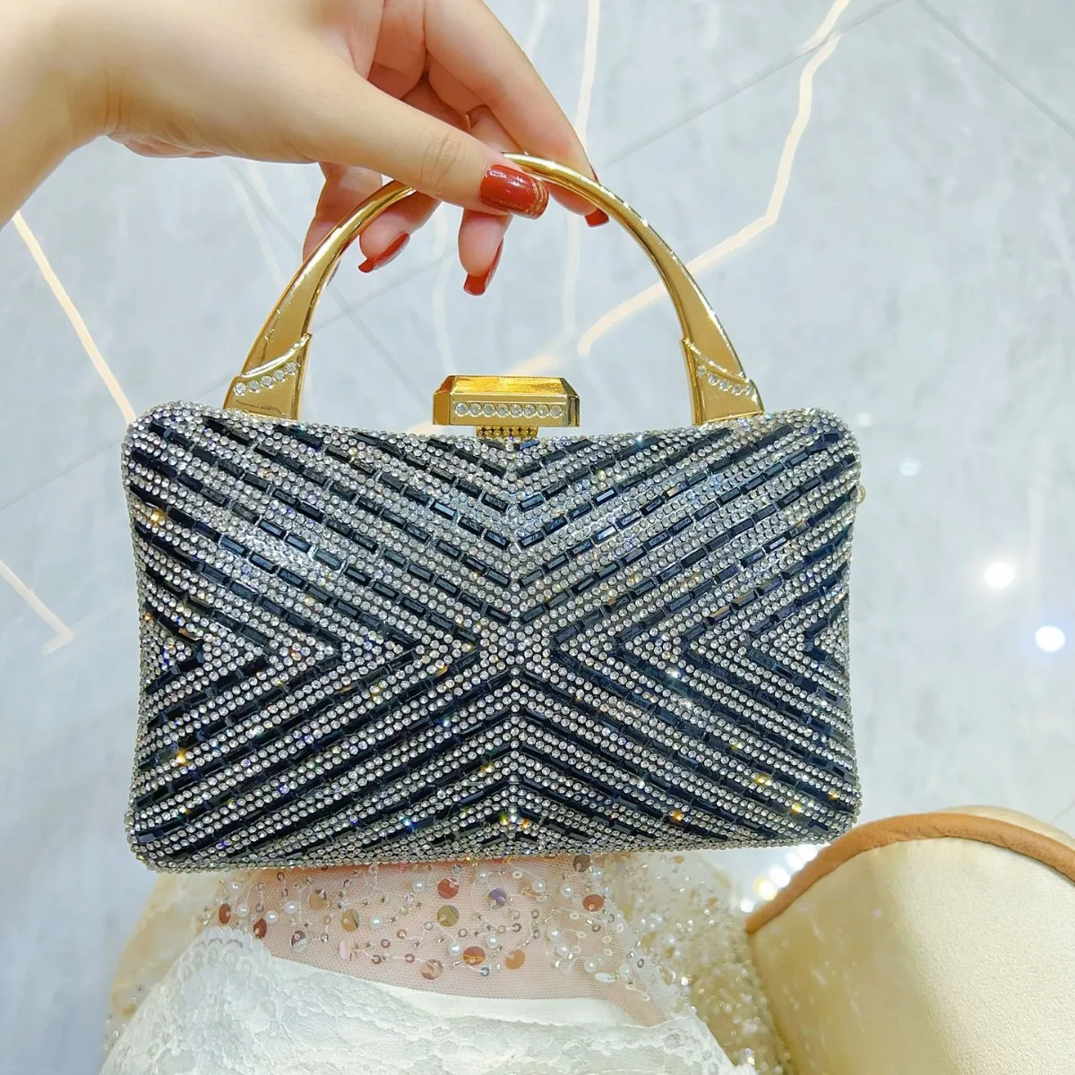 

Wedding Bridal Clutch Handbag Female Stylish Evening Bags Elegant Chain Shoulder Bags Luxury Designer Diamond Purse 2025 New