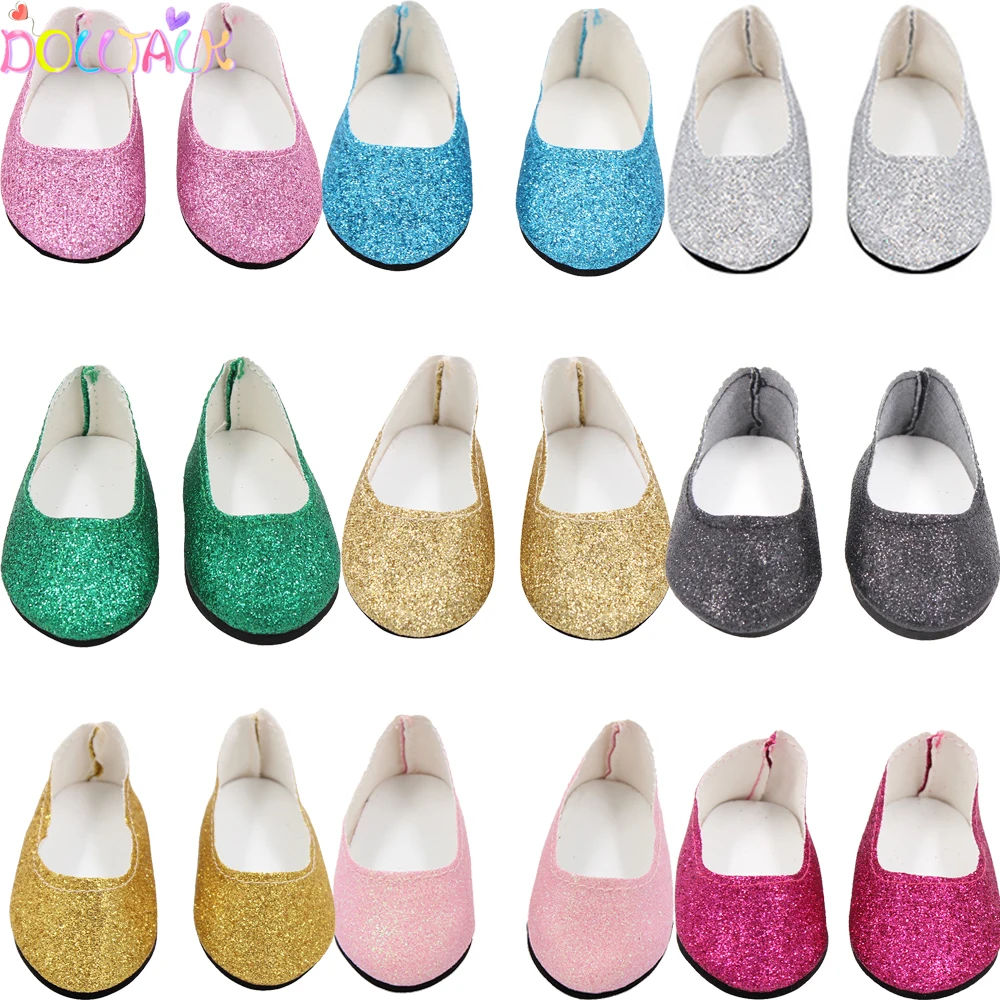 Shiny Gree 18 Inch American Doll Shoes Beautiful Pointed  Cute Shoes For 43cm Baby Newborn,OG,Russia Girl Doll Toy Gift