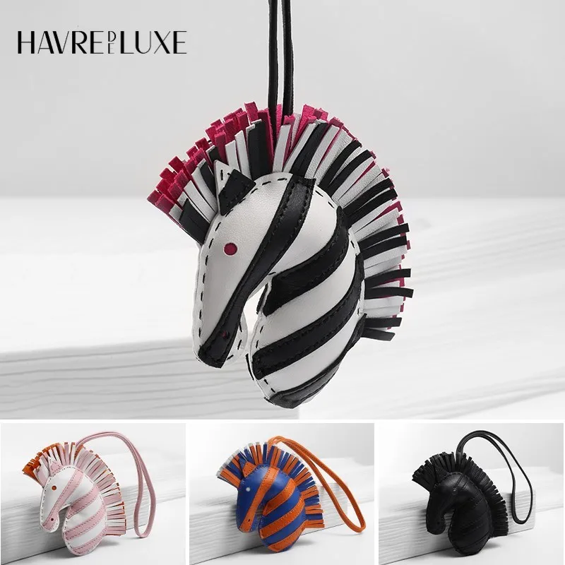 Imagem -03 - Havredeluxe Bolsa Pingente Pônei Grande Marca Bolsa Ornamentos Nicho Borla Zebra Cabeça Bonito Jóias Acessórios de Alta Qualidade