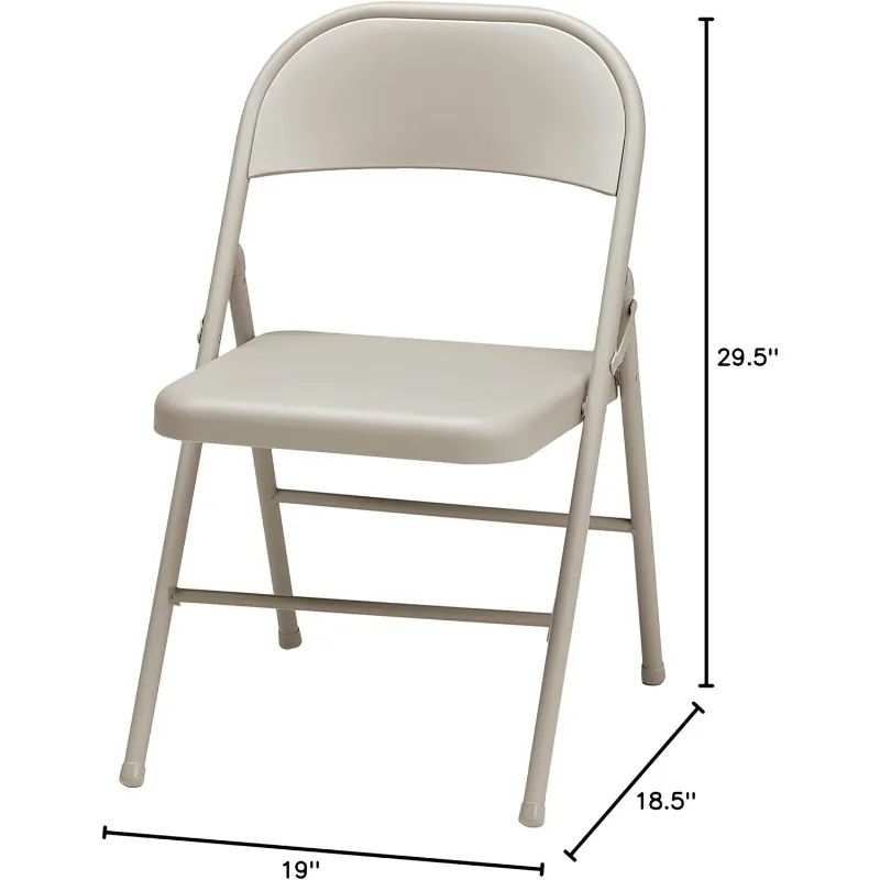 Sudden Comfort All Steel Folding Chair Set with Steel Frame and Contoured Backrest for Indoor or Outdoor Events, Set of 4