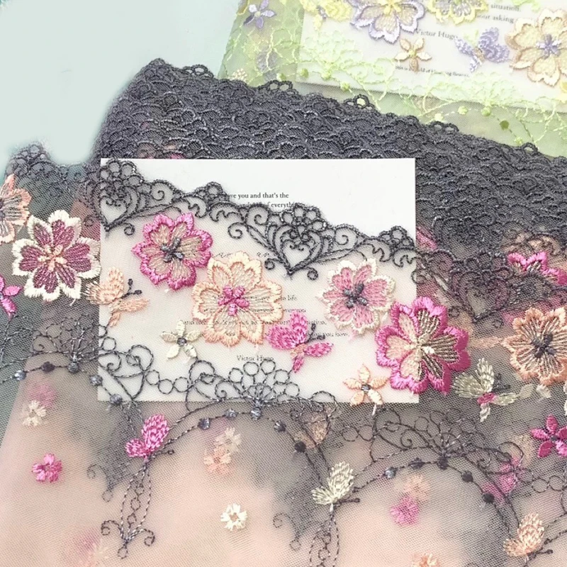 

14Yards Embroidery Colorful Lace Trim for DIY, Handmade Garment, Needlework, Sewing Accessories, Doll Decoration,18cm Wide