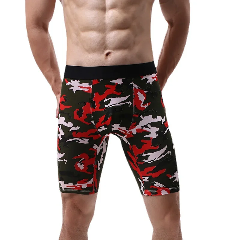 1PCS Long Leg Cotton Sexy Shorts Boxer Men’s Underwear Men\'s Underwear Men Panties Men Underpants Boxershorts camouflage Natural