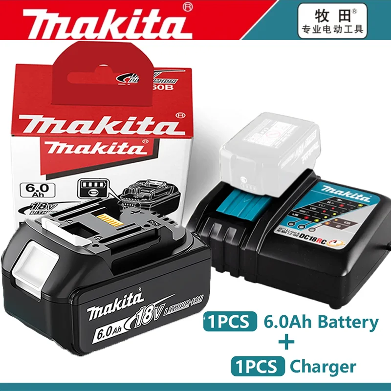 Echte Makita 18V batterij 6ah, met batterij-indicator Oplaadbare Makita-batterij, BL1830 BL1840 BL1850 batterij voor elektrisch gereedschap