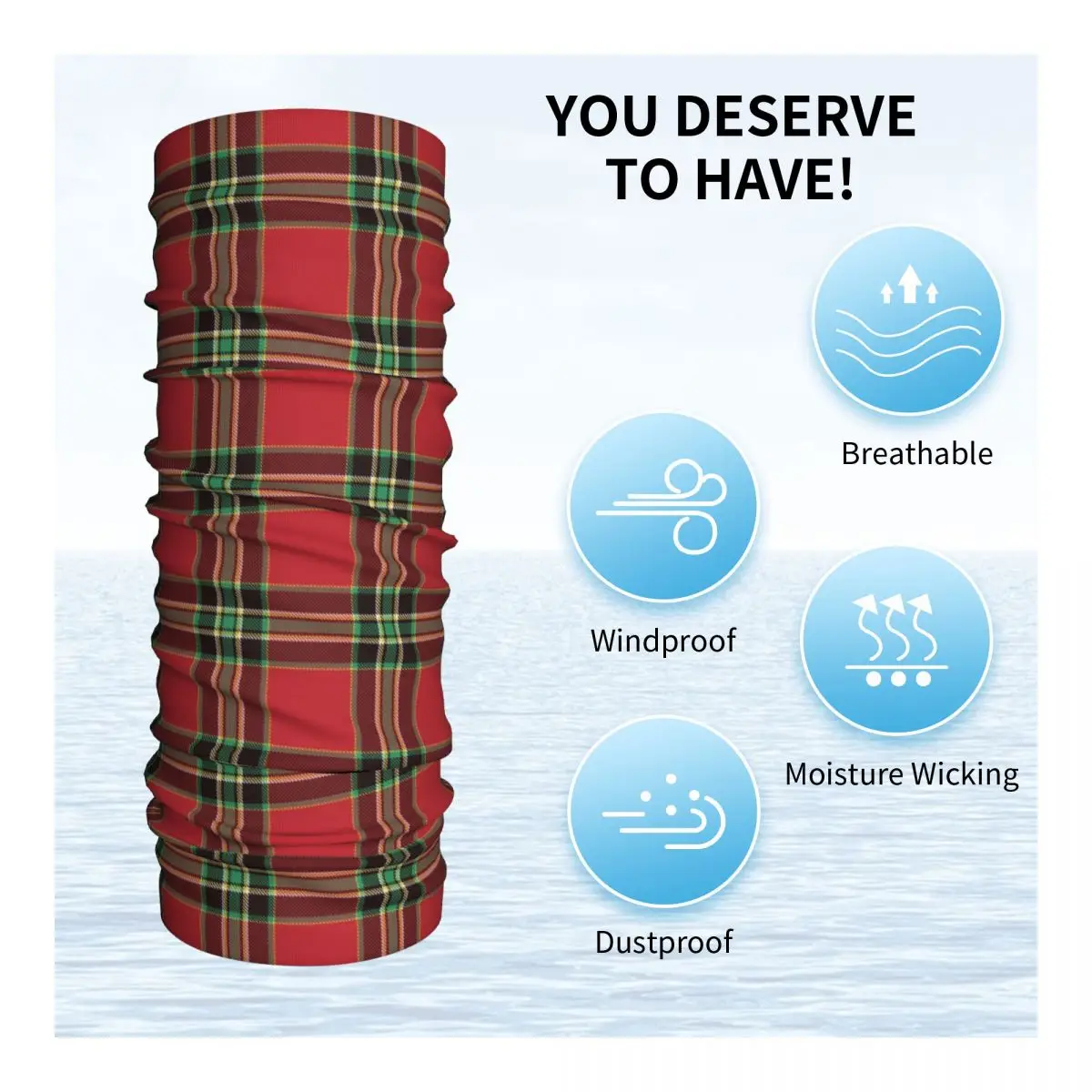 Tartan Plaid Bandana Neck Cover, Imprimé Nordique, Joyeux Noël, Nouvel An, Natale Navidad Round planchers f, Écharpe Unisexe, Lavable, Adulte