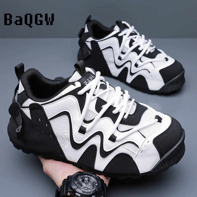 Men Luxury Leather Color Block Sneakers High Quality Non Slip Men's Sneakers Outdoor Men Tennis Running Casual Sports Shoes