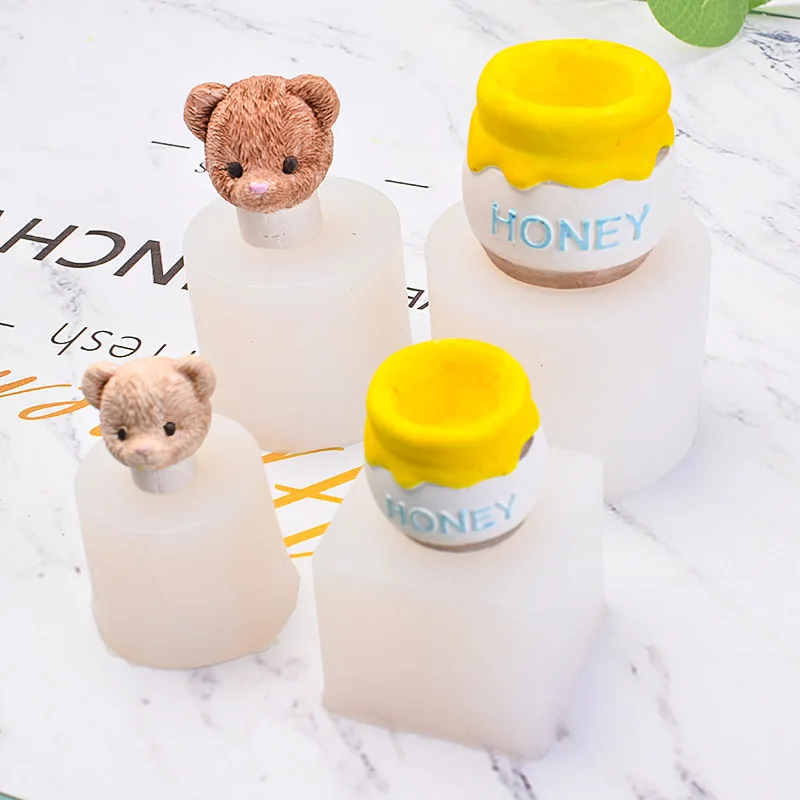 

Aomily 1Set Teddy Bear Honey Jar Silicone Mold Fondant Mold Cake Decorating Tools Chocolate DIY Baking Candy Maker Mousse Mould