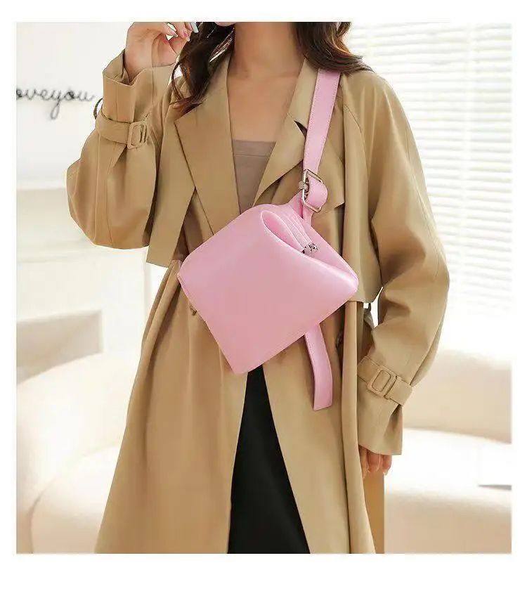 New Mantou bag toast waist bag Fashion simple cowhide wallet bag One shoulder messenger bag