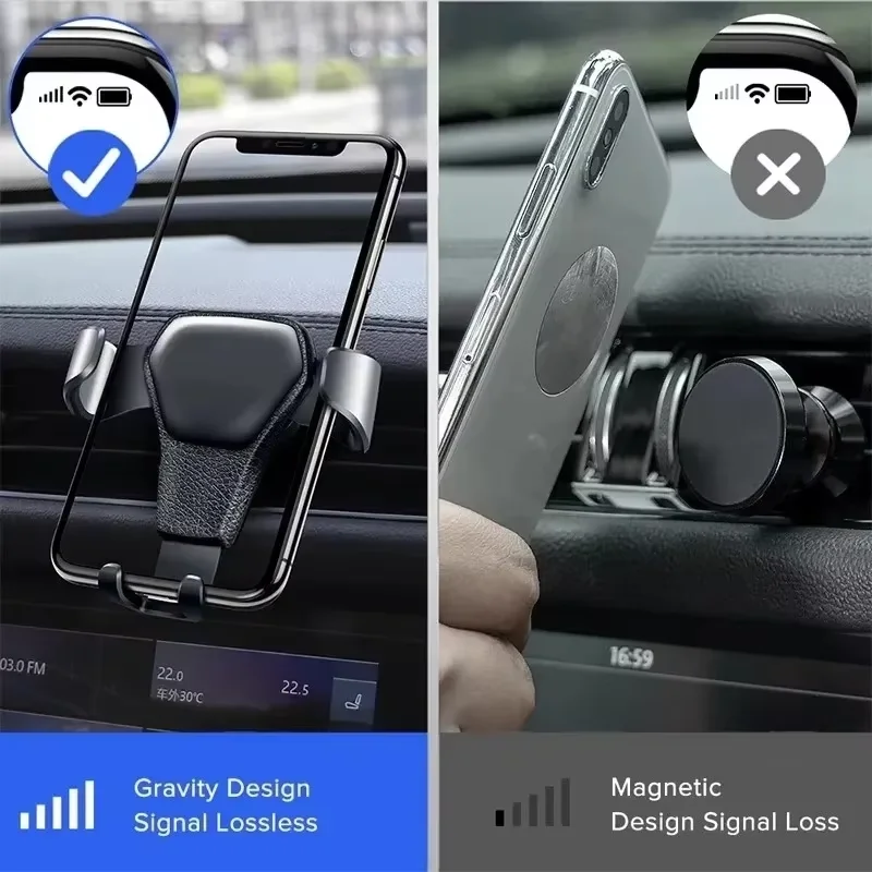 Universelle Handyhalterung mit automatischer Verriegelung, die an der Lüftungsöffnung des Autos befestigt wird, geeignet für iPhone und Samsung. – Detail 5