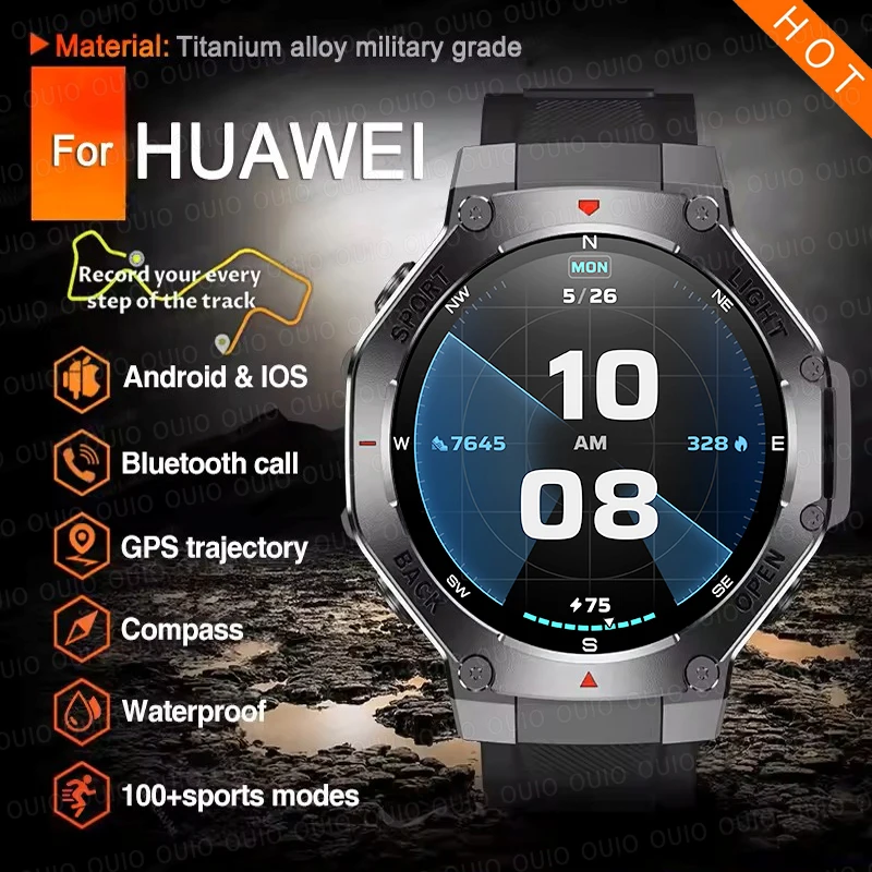 

New Smart Watch Men Flashlight Compass AMOLED HD Screen GPS Trajectory BT Call Heart Rate TR3 Smart Watch For Huawei Xiaomi 2025
