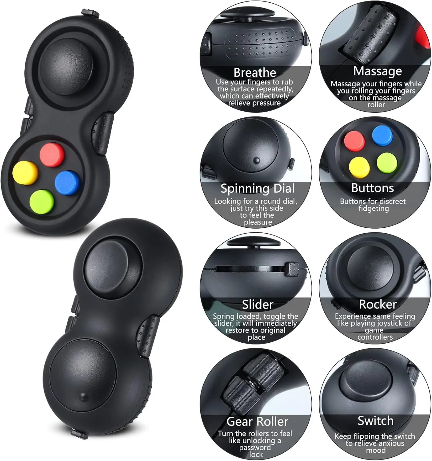 6 Pieces Cam Controller Relieve Anxiety Handheld Mini Game Remote Controller Fidget Pad Stress Reducer for Adult Relieve Stress