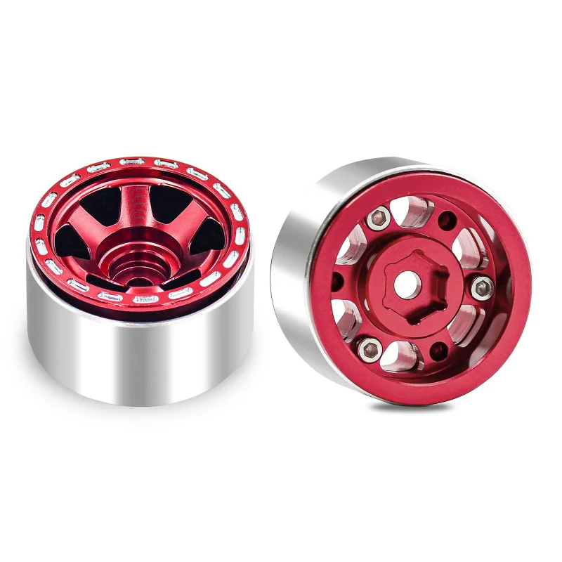 4 قطع عجلات معدنية مقاس 1.0 بوصة لزواحف SCX24/AX24/FCX24/FMS 1/24 & TRX4M 1/18 RC - برونكو/دافع/K10/F150