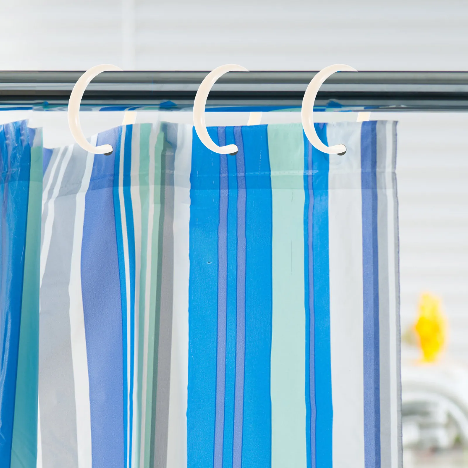 12Pcs Round Shower Curtain Hooks Plastic Round Shower Rings for Bathroom Decorative Hanging Curtain Accessories 50Mm Rod view 5