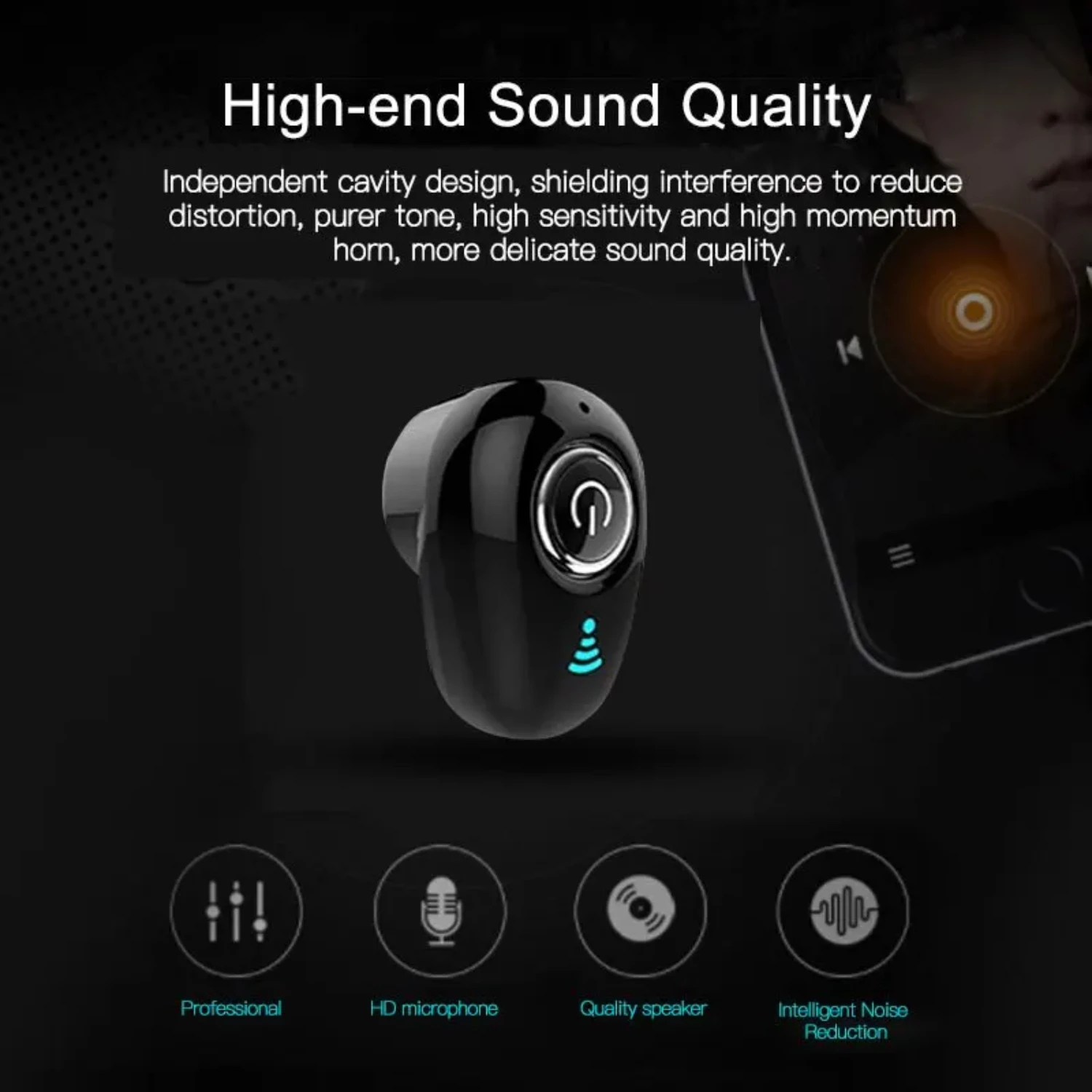 Wireless Bluetooth Earphones Mini Ultra Small  In Ear Listening Sports Gaming Esports  Android