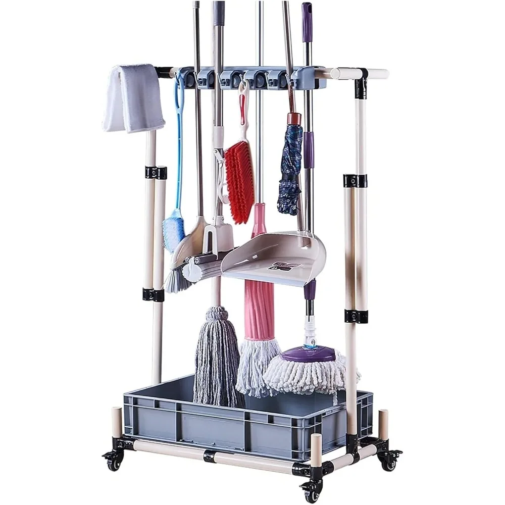 Porta scopa da pavimento per riporre gli strumenti di pulizia in varie impostazioni