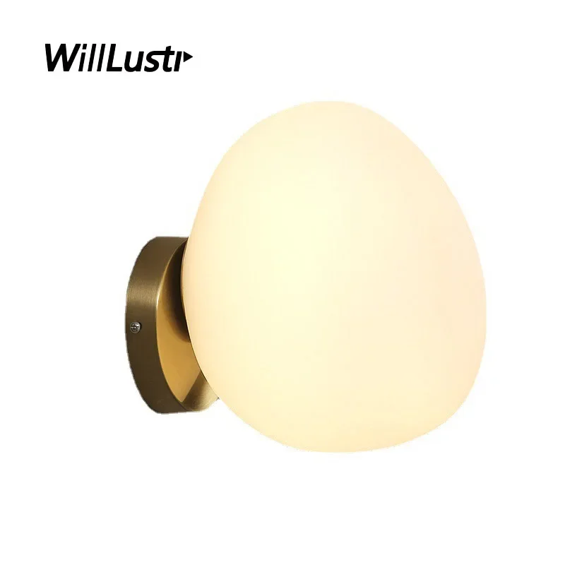 

Milk White Glass Wall Lamp Creative Irregular Sconce Hotel Cafe Restaurant Dinning Bedroom Bar Aisle Luxury Gold Metal Lighting