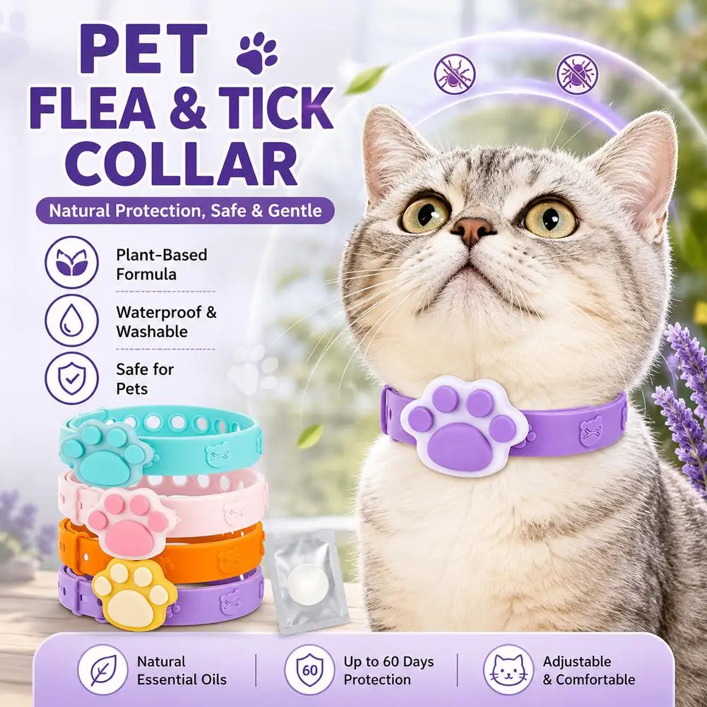 Adjustable Flea Collar For Small Dogs,Safe Collar Flea And Tick Collar For Cat Dog Anti - Flea & Tick Essential Oil Pendant