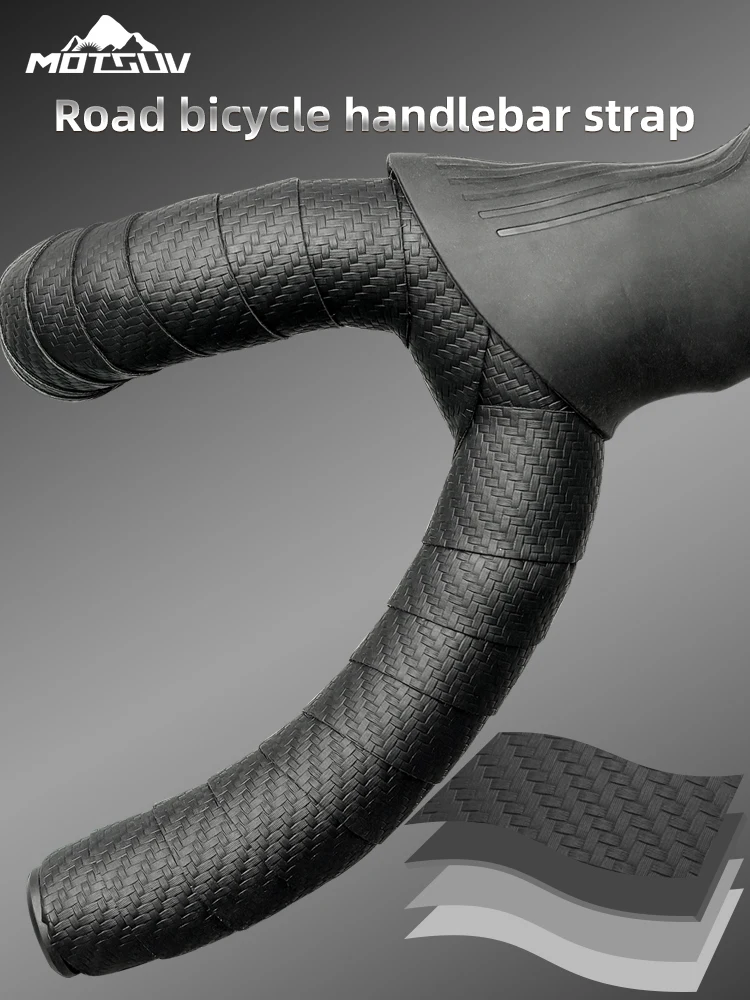 AliExpress MOTSUV Road Bike 3D Carbon Pattern Handlebar Tape with 3D Binding, Fixed Gear Curved Handlebar Wrap, Anti-Slip and Sweat-Absorbi